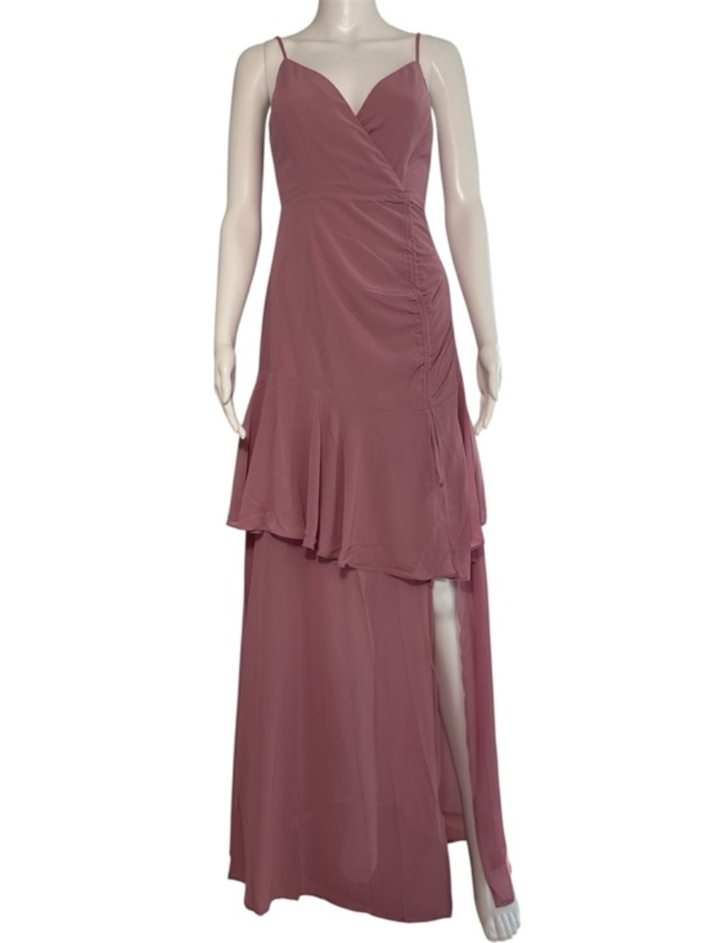 Maniju Women's Maxi Dusty Rose High-Low Spaghetti Strap Dress Size S NWT